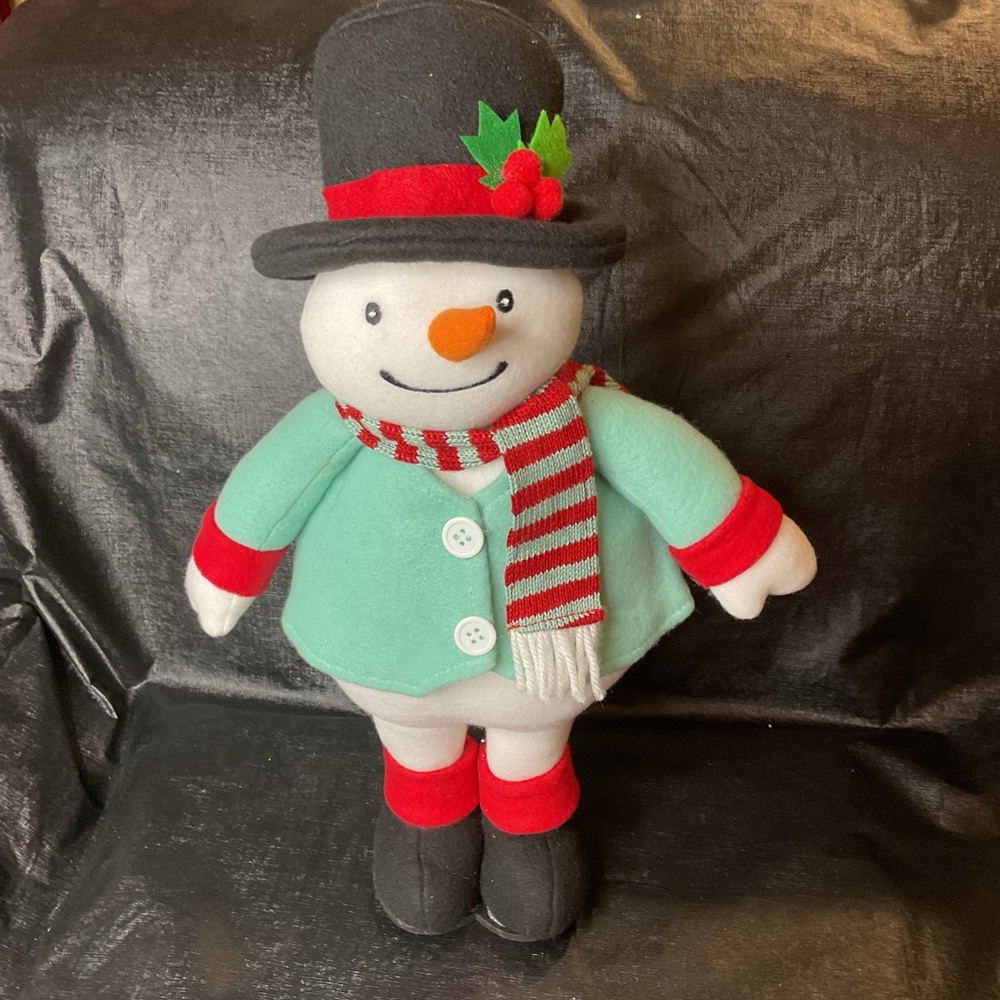 17" Plush Tabletop Snowman with Top Hat